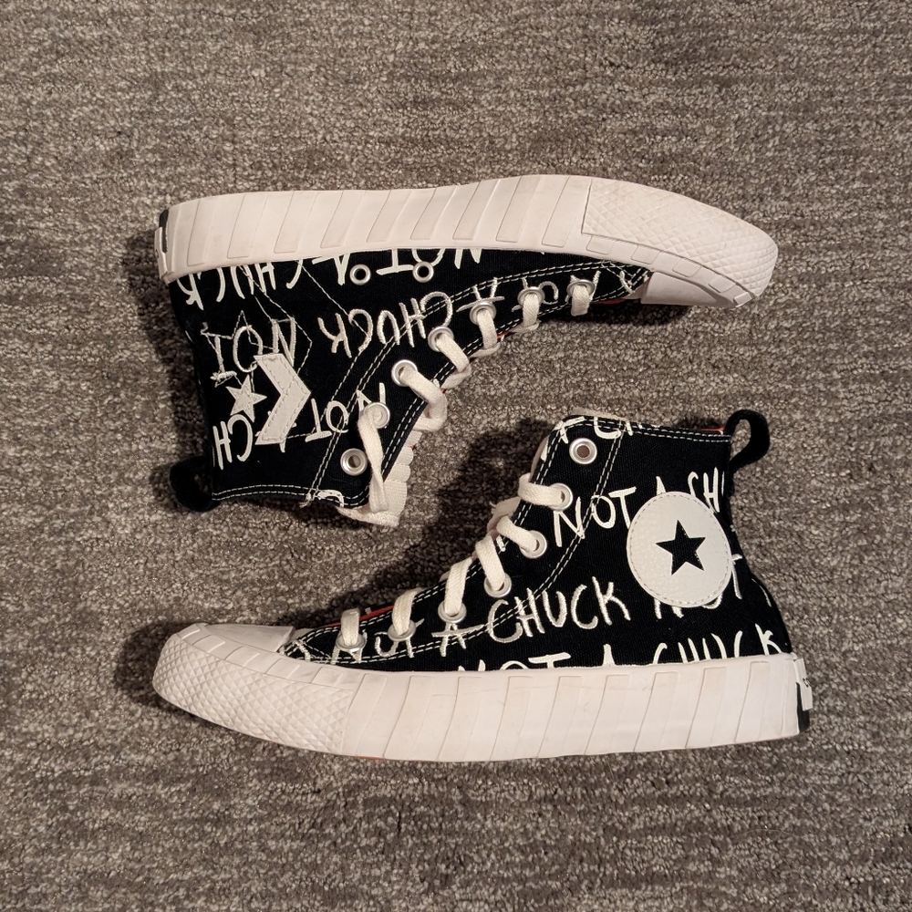Converse Black White Orange Not A Chuck High Top Sneakers 5Y/Women's 6.5 - Picture 6 of 10